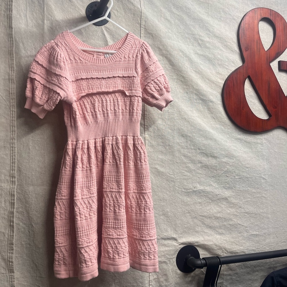 Janie and Jack Pink Textured Knit Dress